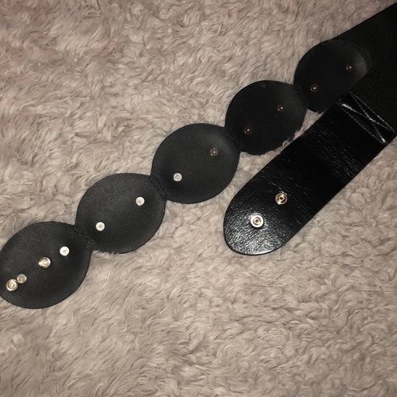 Chicos Black Leather boho silver belt buckle EUC M - Picture 3 of 4